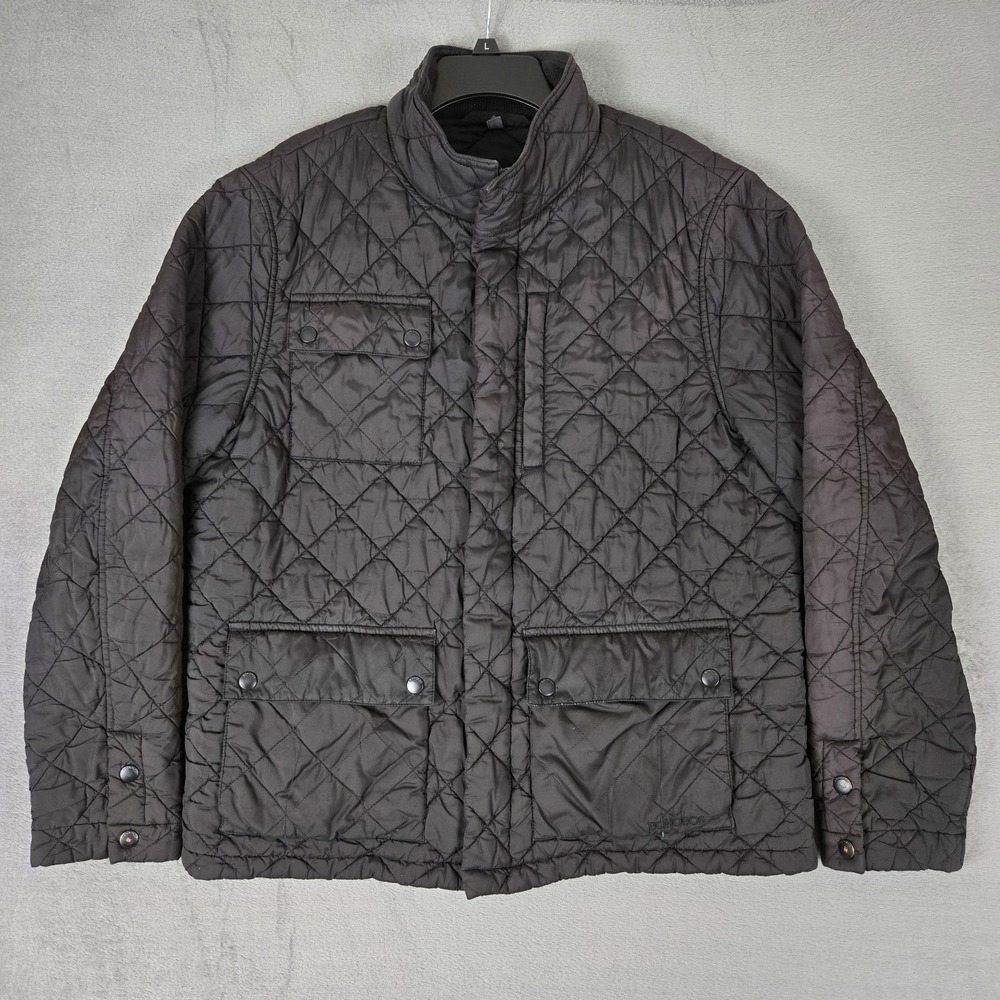 Bonobos Jacket Adult XL Black‎ Banff Diamond Quilted Snap Cuff Vents Utility